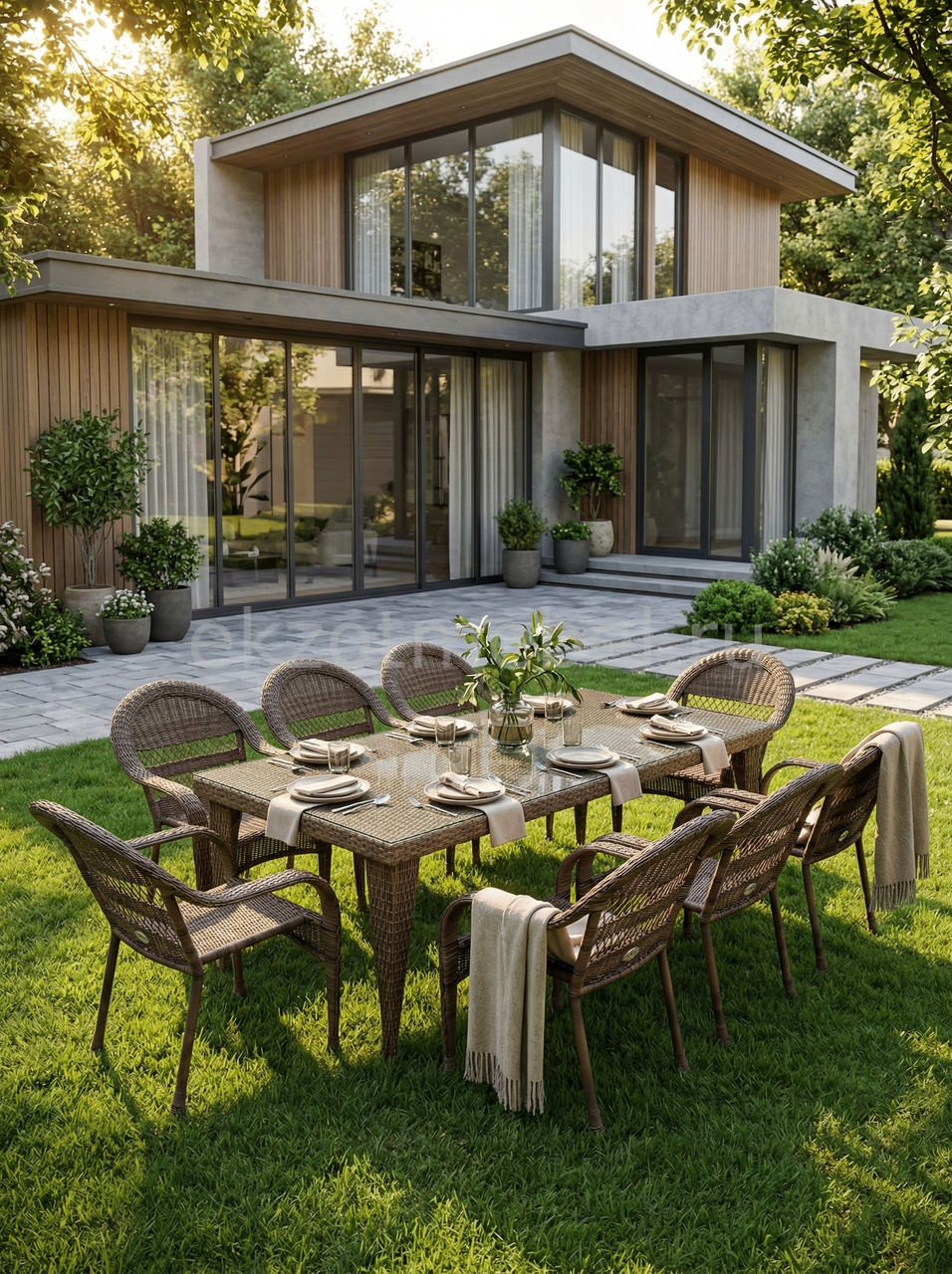 Обеденный комплект из искусственного ротанга Milan 8 персон (220)